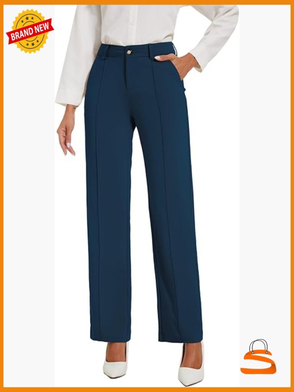 Dress Pants Stretchy Business Casual Work Pants Straight Leg Slacks for Office